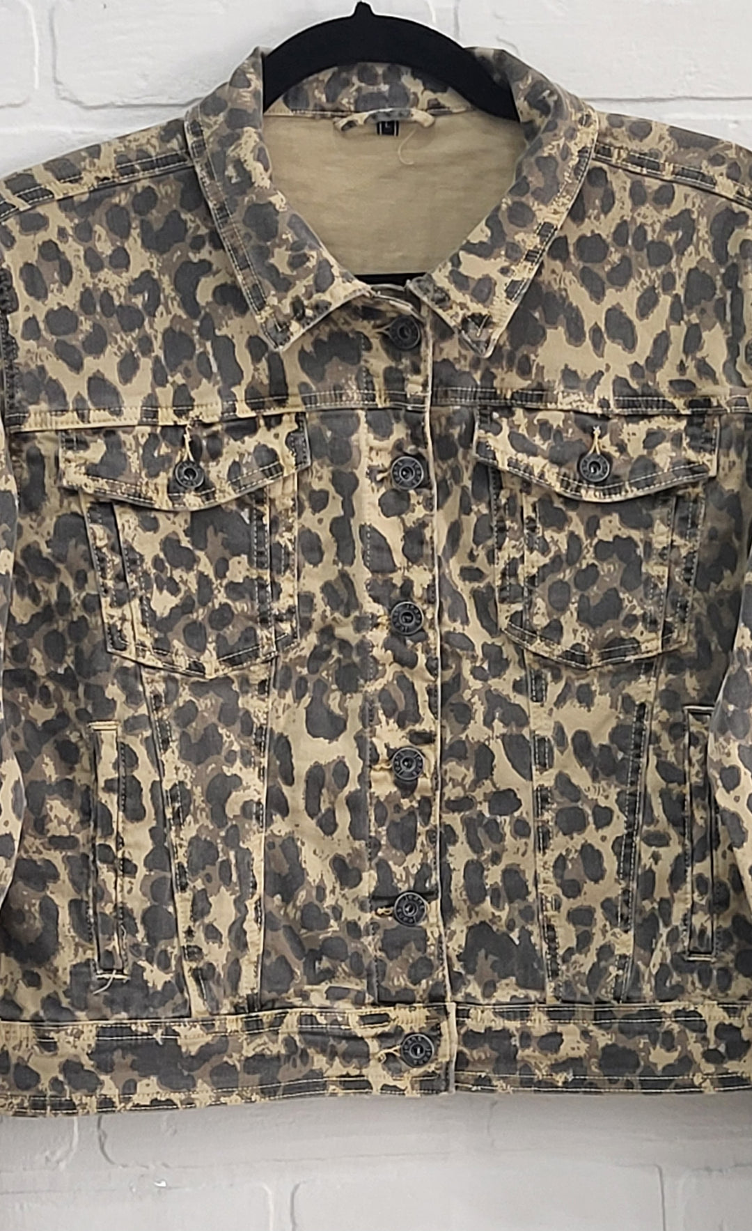 Animal print denim jacket