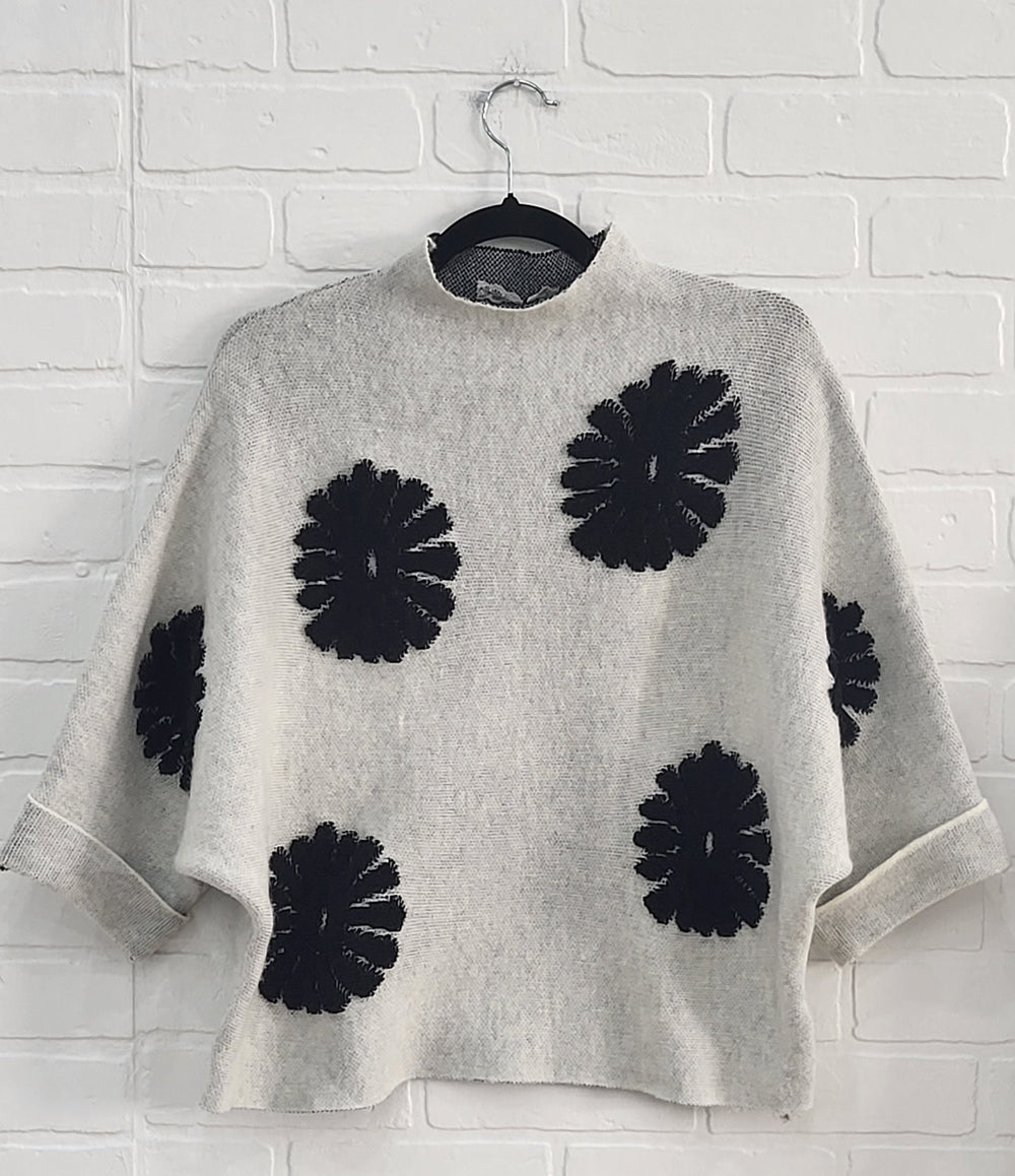 Texture Floral Mock Neckline Sweater