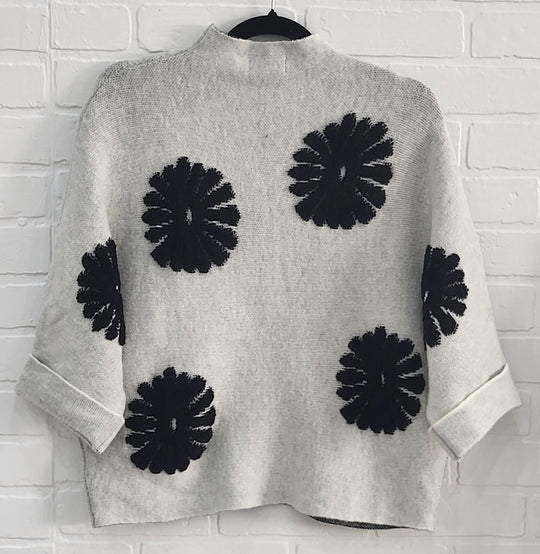 Texture Floral Mock Neckline Sweater