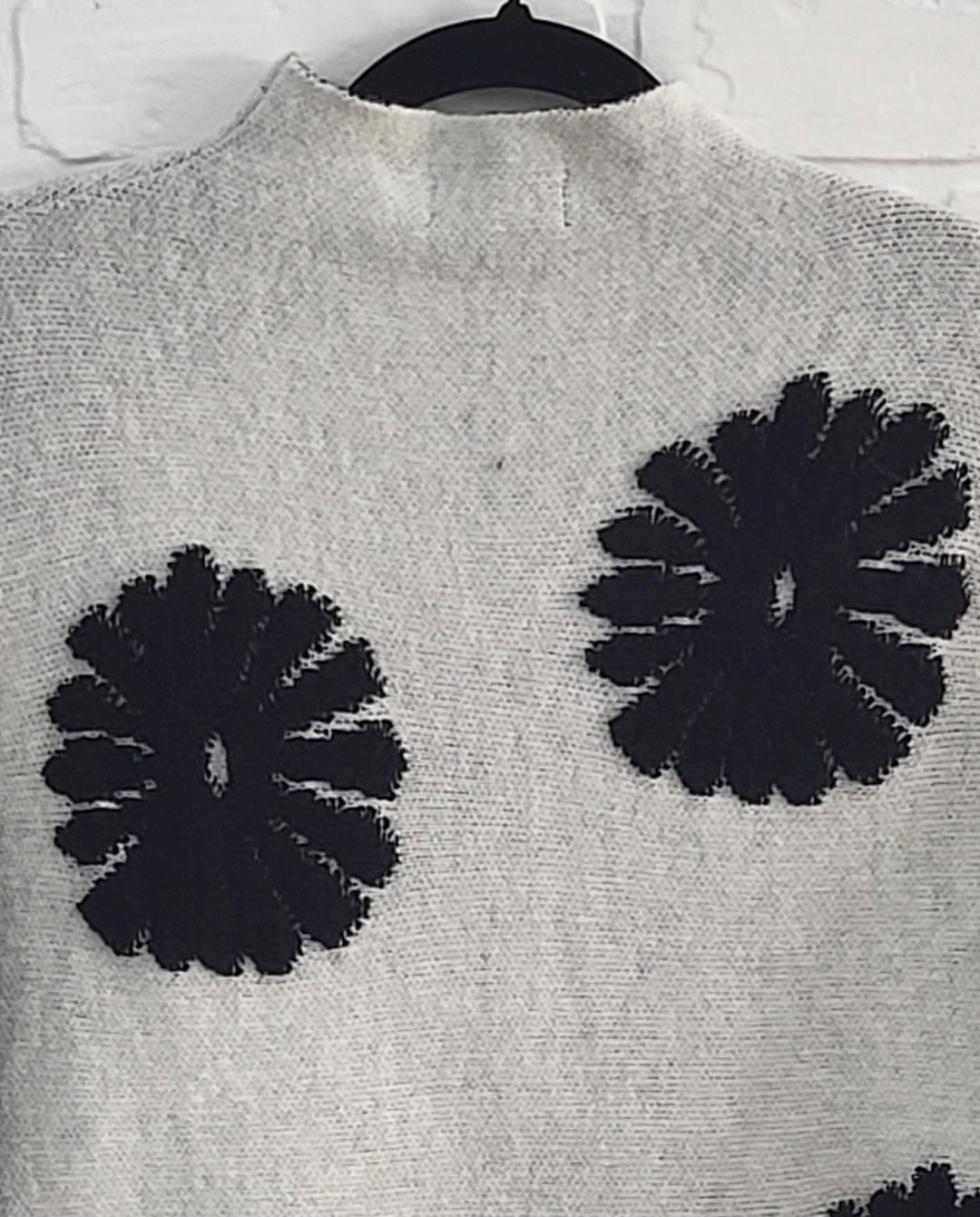 Texture Floral Mock Neckline Sweater
