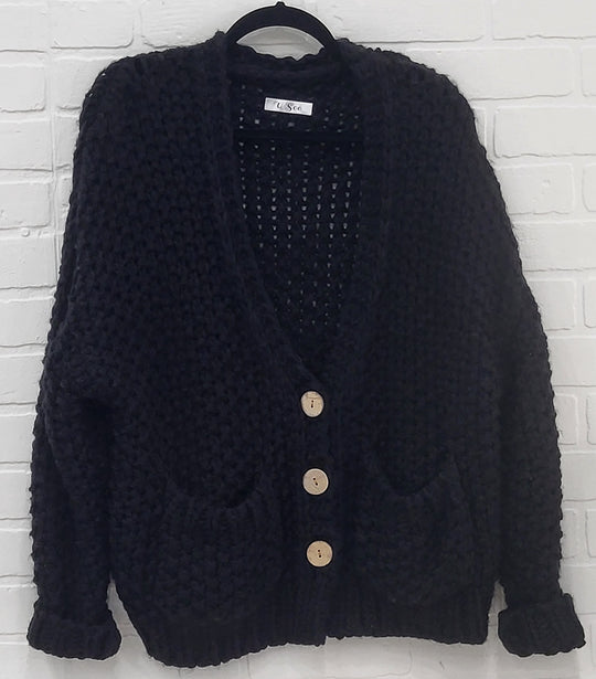 Chunky Cardigan with Wooden Buttons