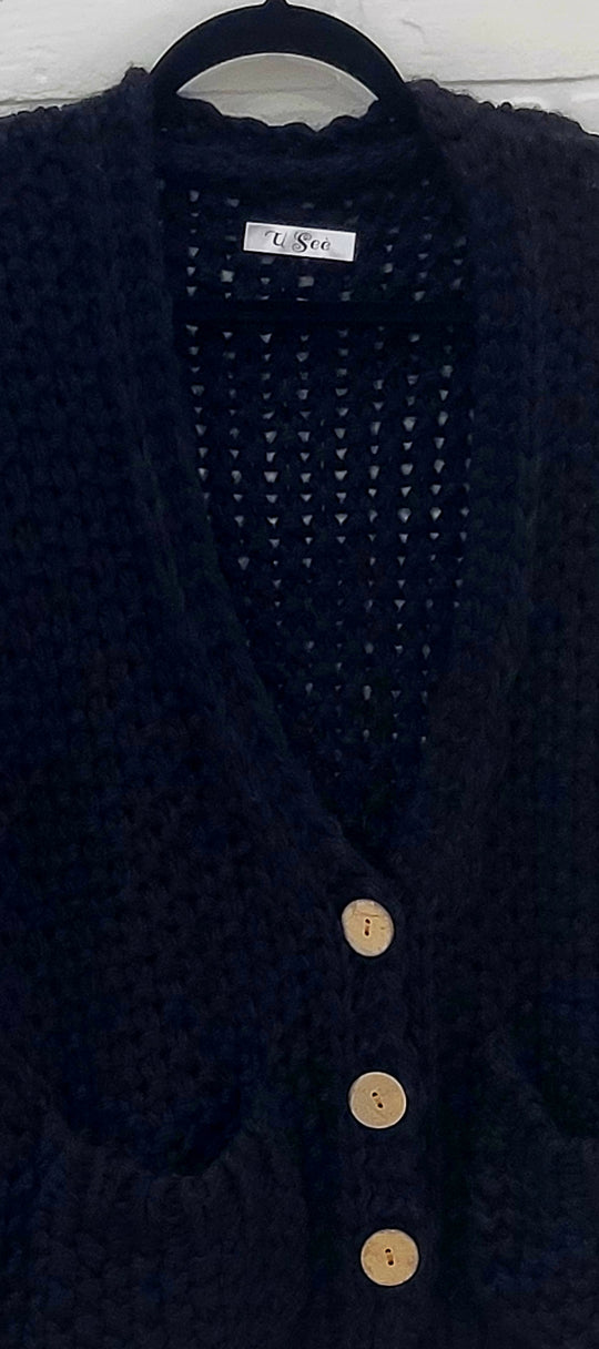 Chunky Cardigan with Wooden Buttons