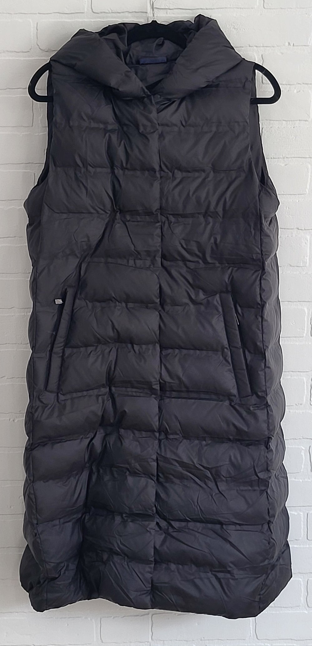Long Puffy Vest Hoodie