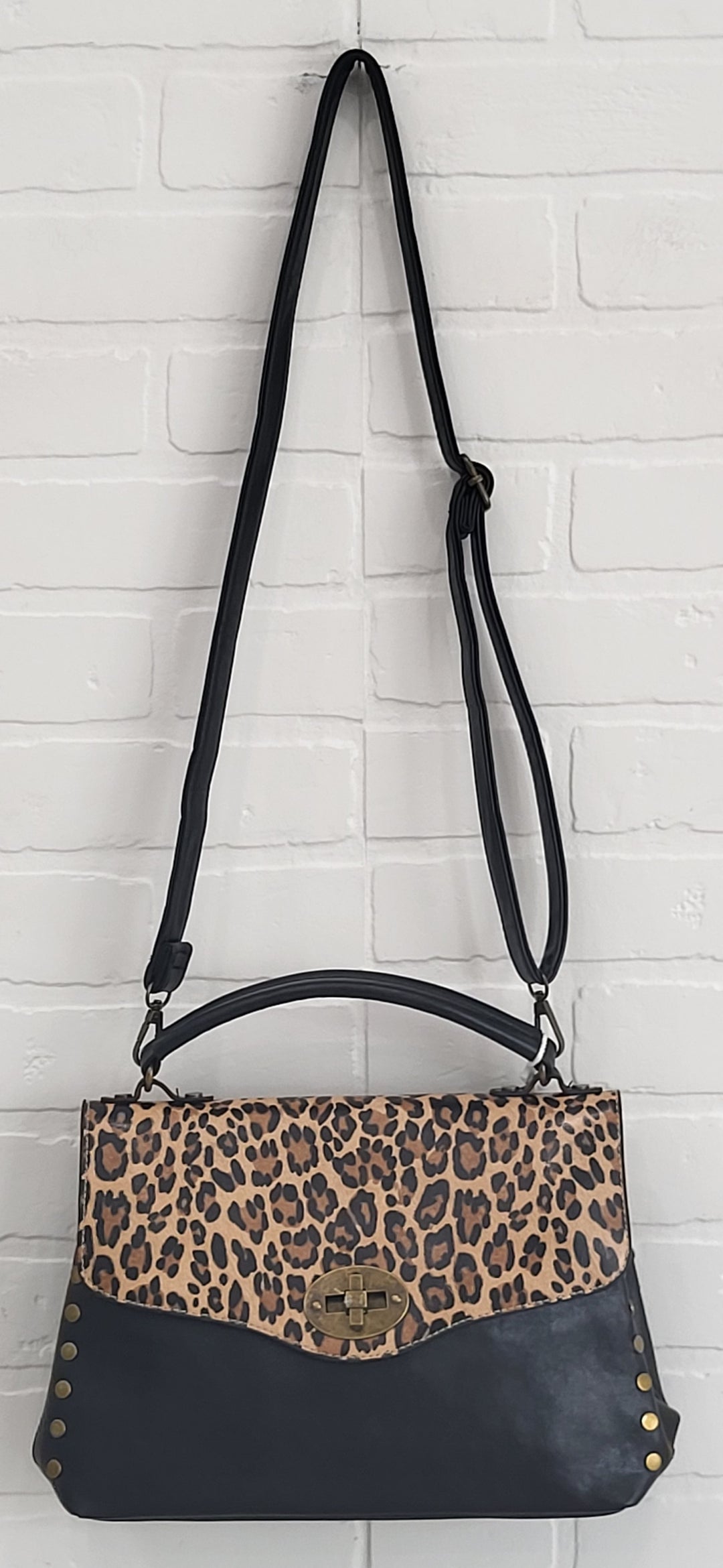Leopard Luxe Convertible Top-Handle Crossbody Bag