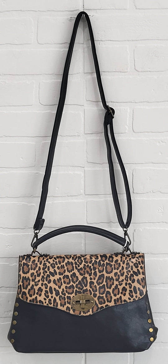 Leopard Luxe Convertible Top-Handle Crossbody Bag