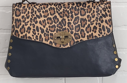 Leopard Luxe Convertible Top-Handle Crossbody Bag