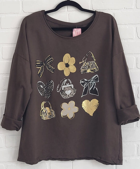 Glam Bow & Bag Cotton Top