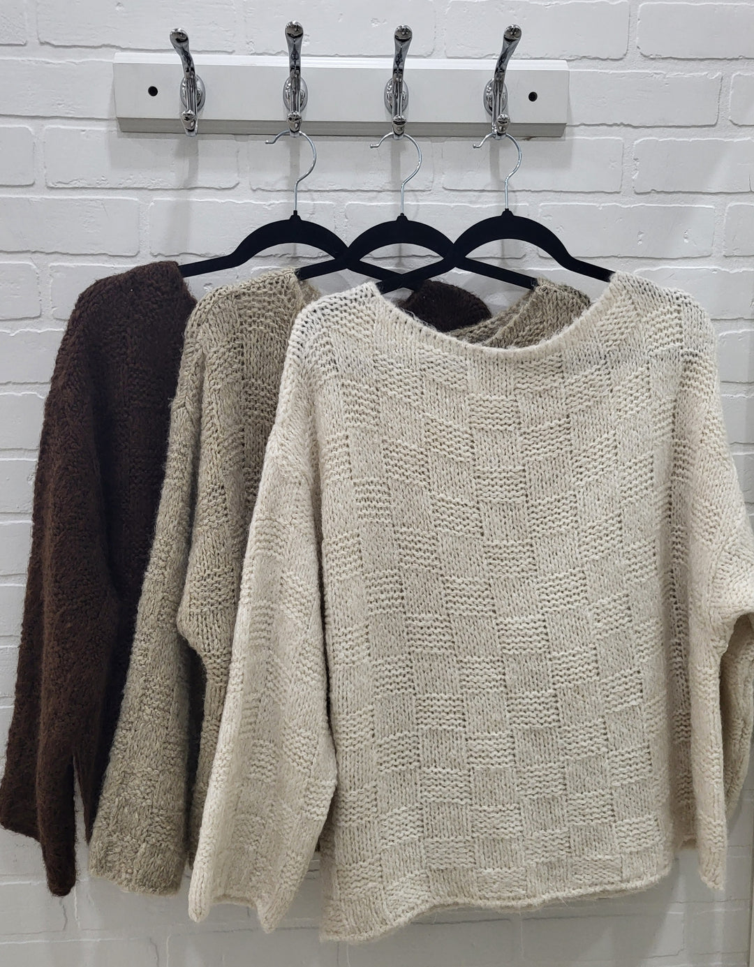 Charisma Cozy Basketweave Knit Sweater – Cream