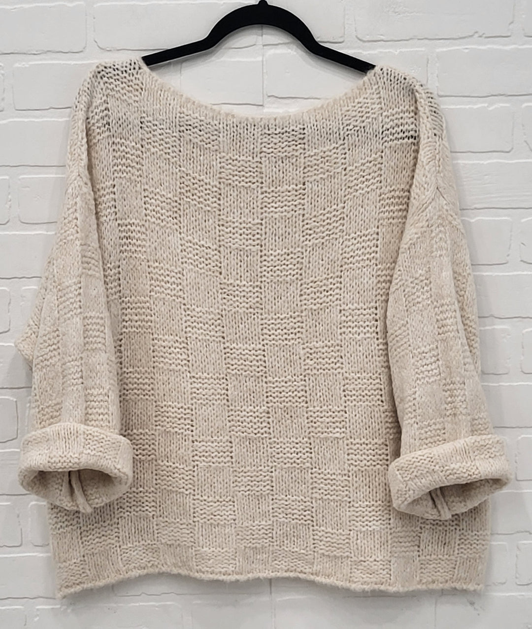 Charisma Cozy Basketweave Knit Sweater – Cream