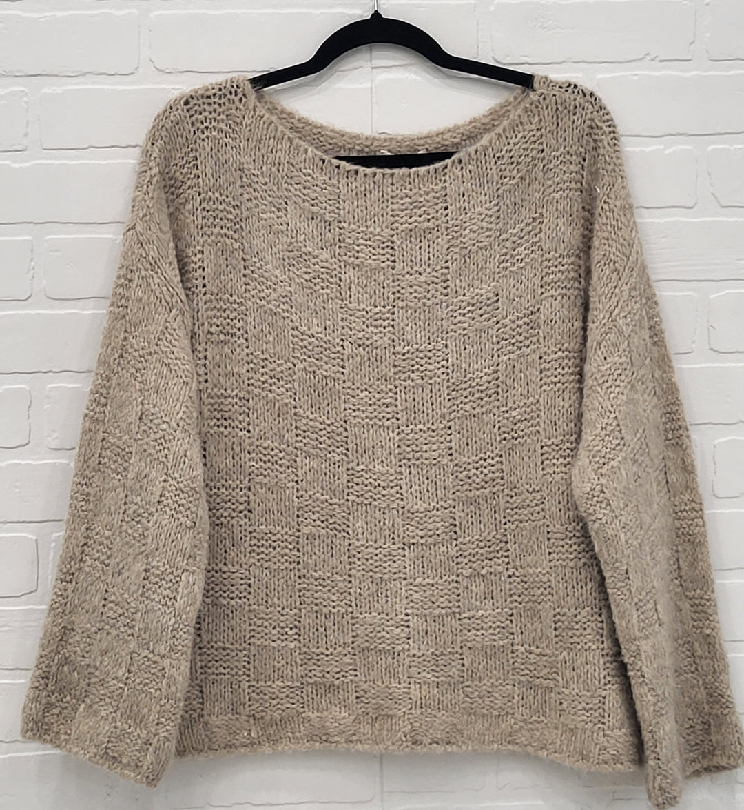 Charisma Cozy Basketweave Knit Sweater – Cream