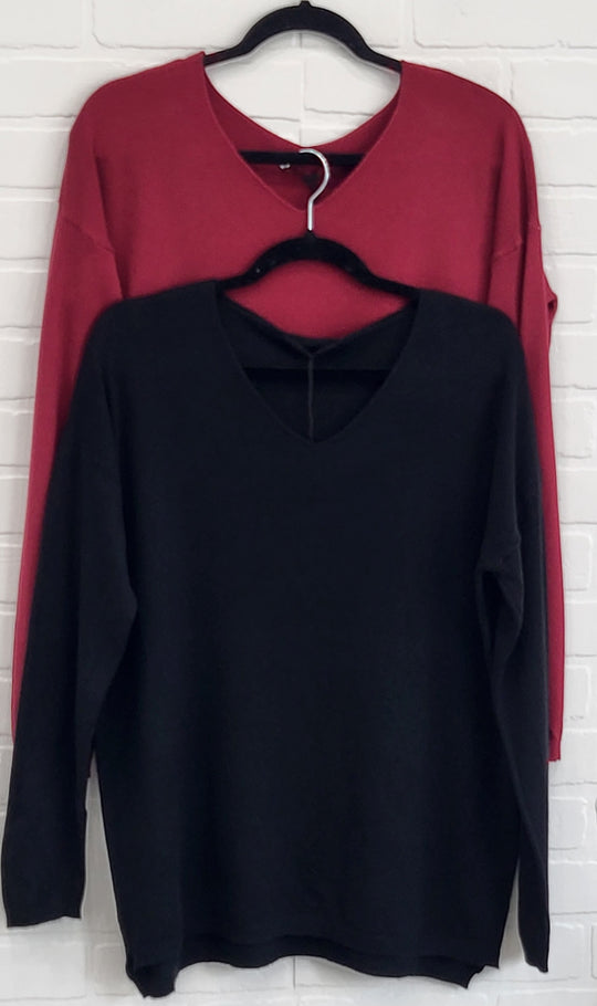 Avery High Low V-Sweater