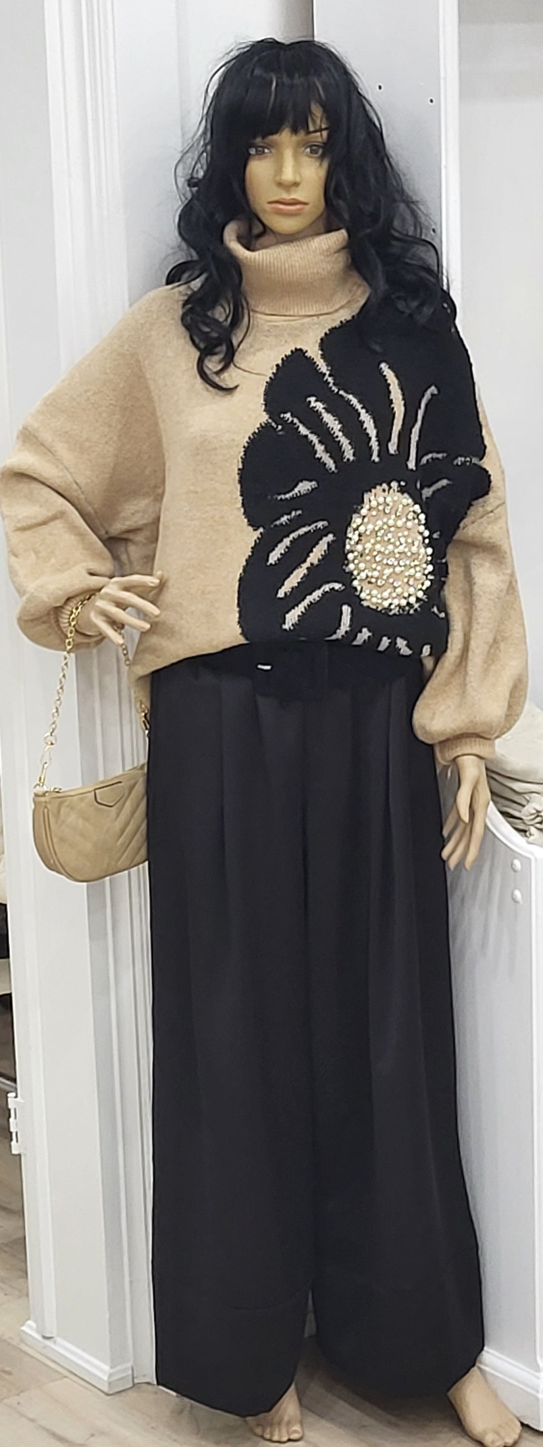 Floral Print Turtleneck