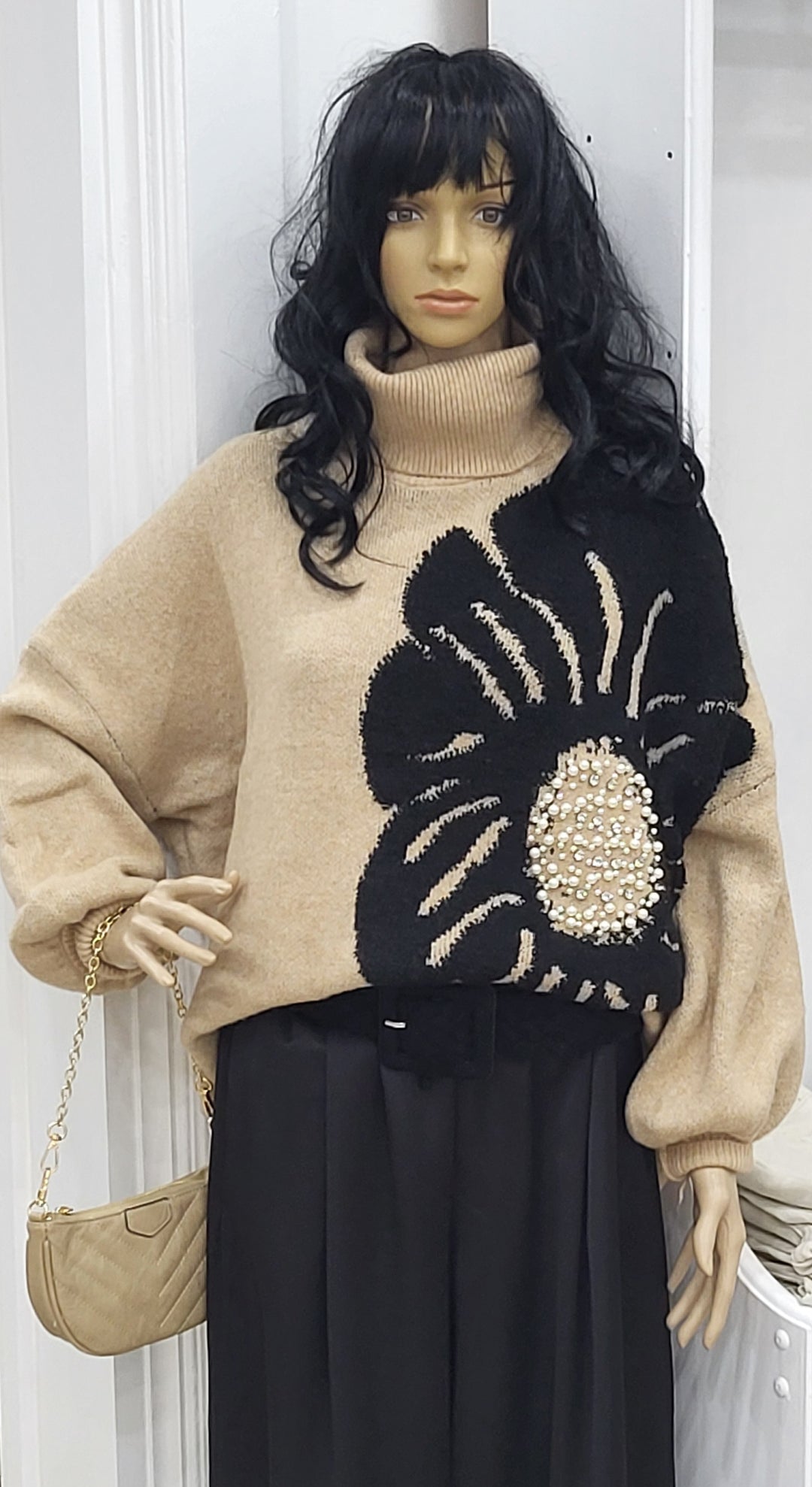 Floral Print Turtleneck