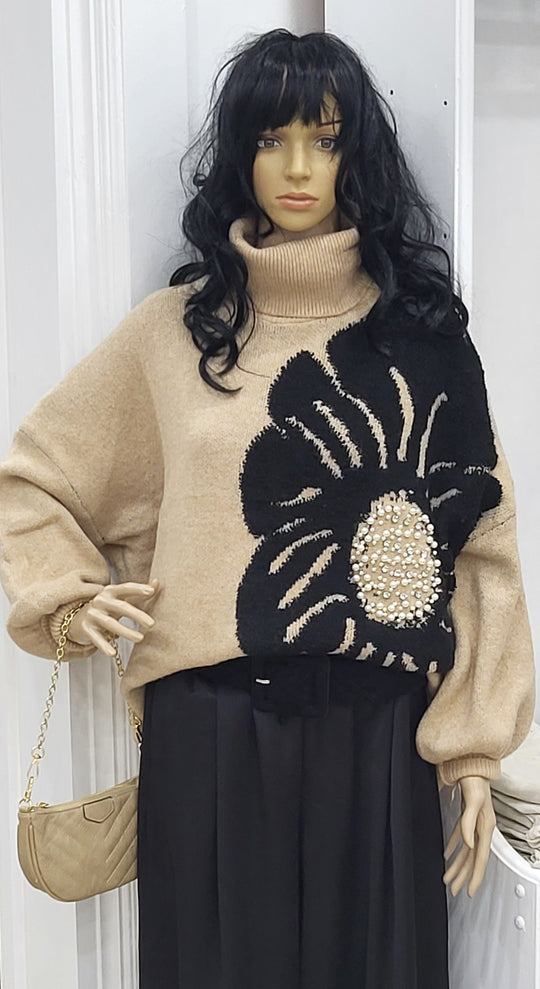 Floral Print Turtleneck