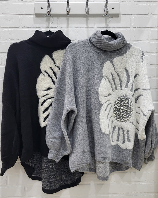 Floral Print Turtleneck