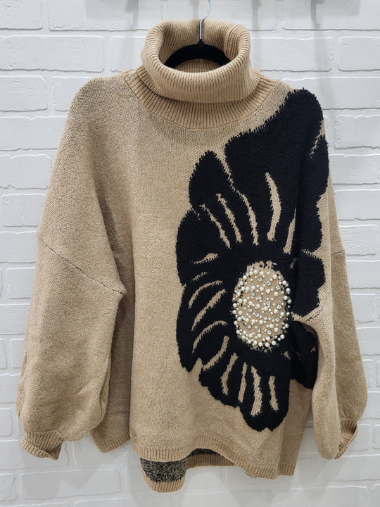 Floral Print Turtleneck