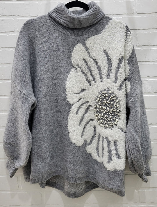 Floral Print Turtleneck