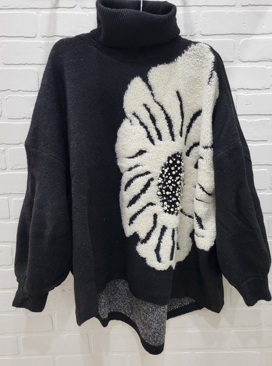 Floral Print Turtleneck