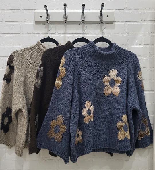 Chic Floral Knit Sweater (New colours just arrived )