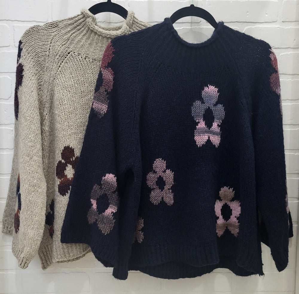 Chic Floral Knit Sweater (New colours just arrived )