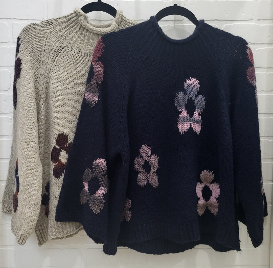 Chic Floral Knit Sweater (New colours just arrived )