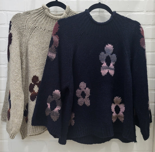 Chic Floral Knit Sweater (New colours just arrived )