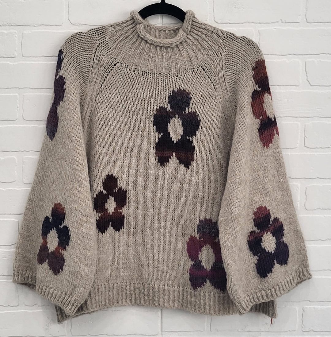 Chic Floral Knit Sweater (New colours just arrived )
