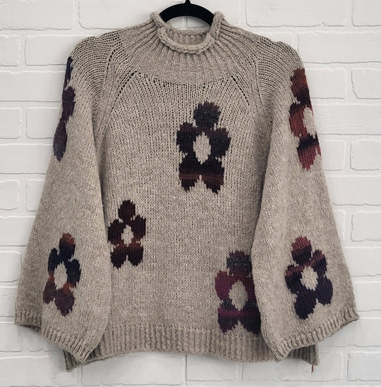 Chic Floral Knit Sweater (New colours just arrived )