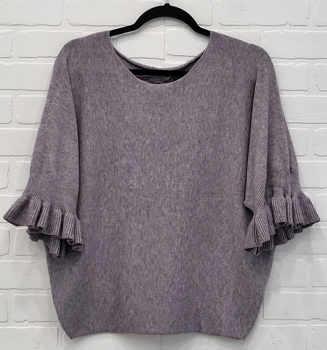 Ruffle Batwing Knit Top