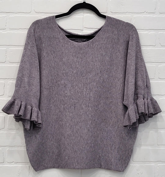 Ruffle Batwing Knit Top