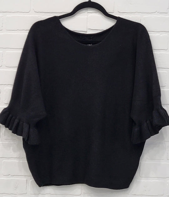 Ruffle Batwing Knit Top