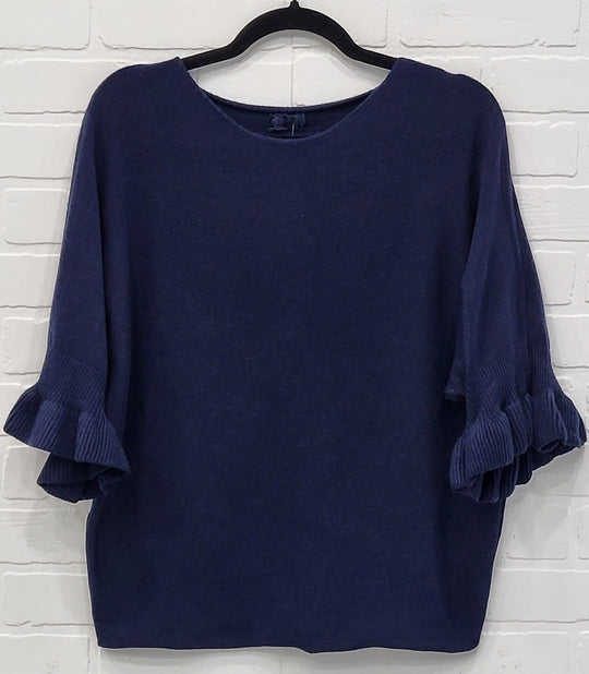 Ruffle Batwing Knit Top