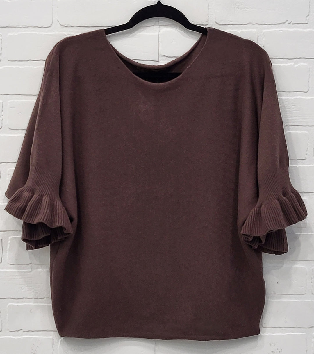 Ruffle Batwing Knit Top