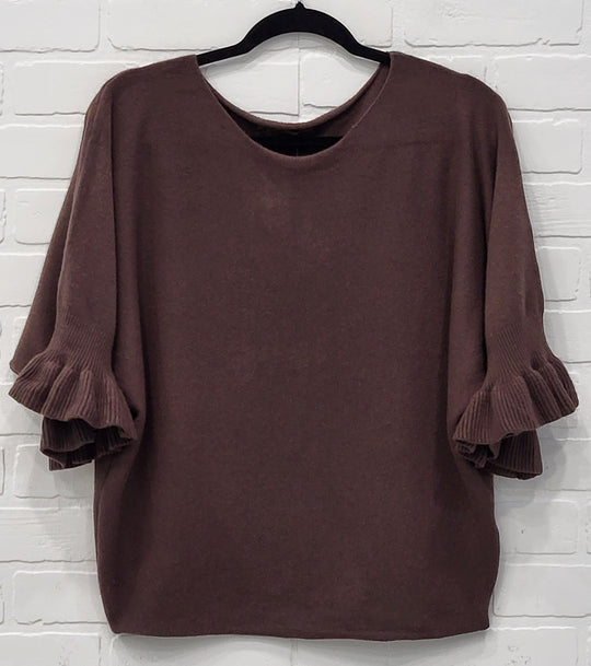 Ruffle Batwing Knit Top