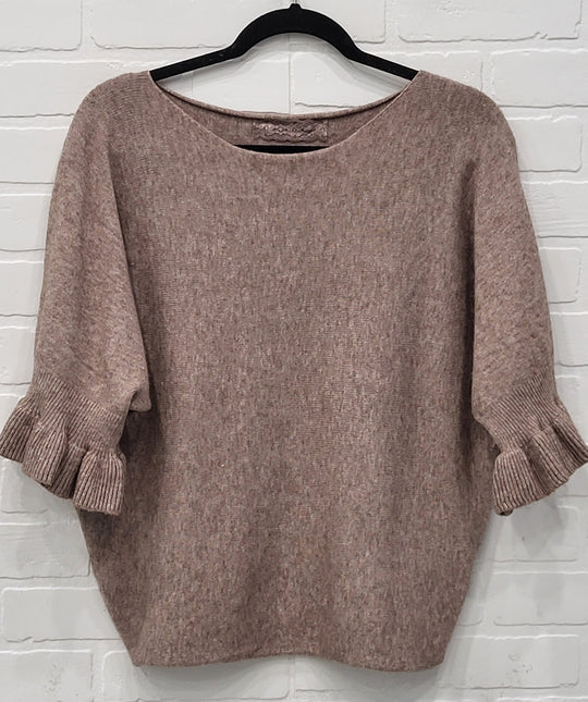 Ruffle Batwing Knit Top