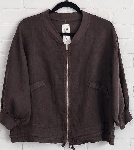 Florence Linen Zip Up Jacket