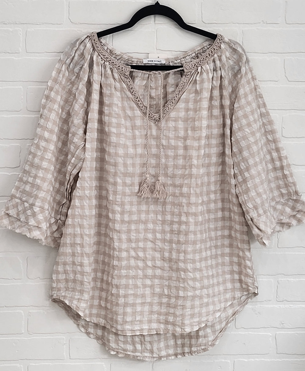 Amalfi Cotton Check Blouse