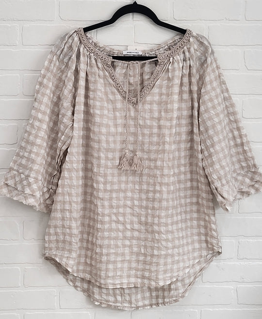 Amalfi Cotton Check Blouse
