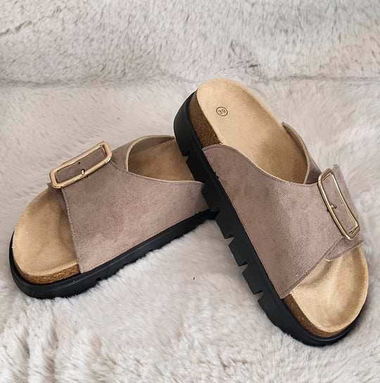 Cork Sole Sandals with Adjustable Buckle Strap