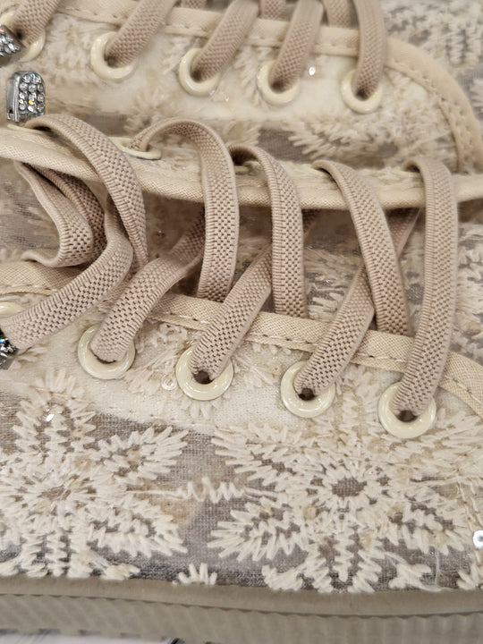 Embroidered Lace up Sneakers