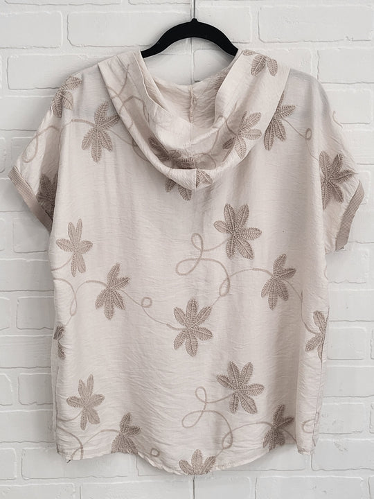 Capri Embroidered Cotton Hoodie Top