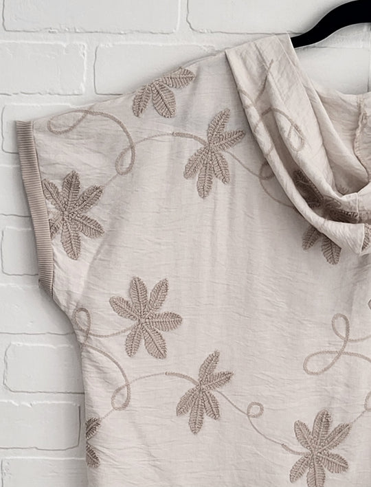 Capri Embroidered Cotton Hoodie Top