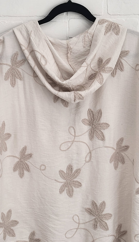Capri Embroidered Cotton Hoodie Top