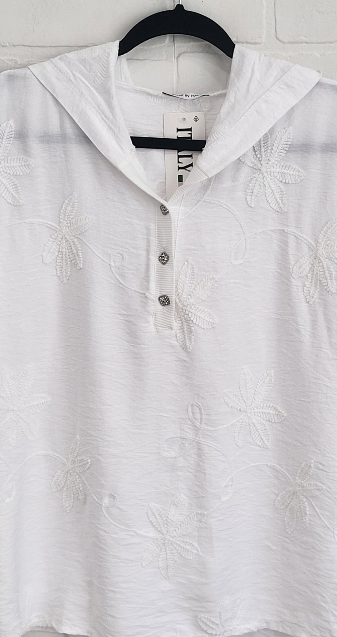 Capri Embroidered Cotton Hoodie Top