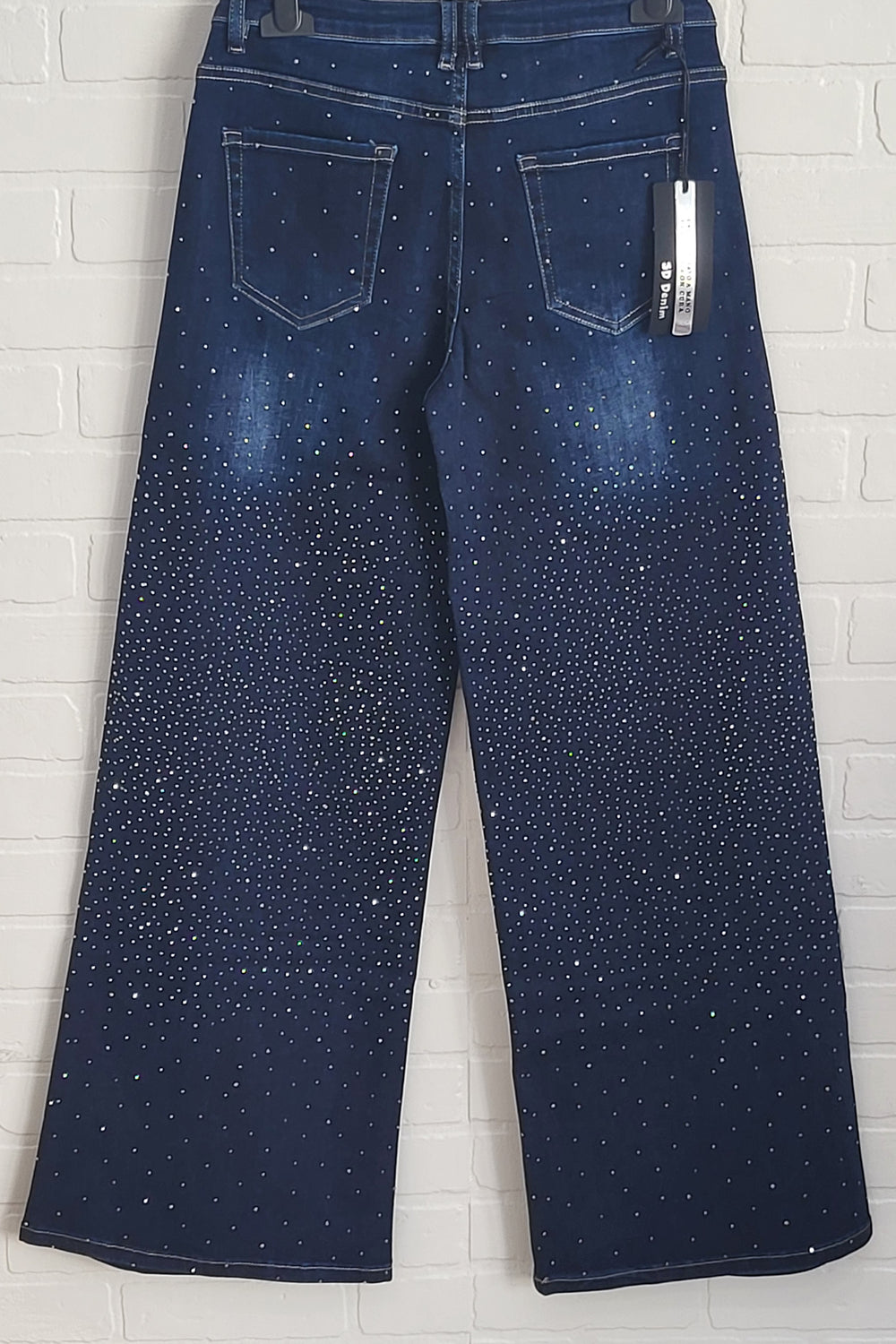 Rhinestones Wide Leg Jeans