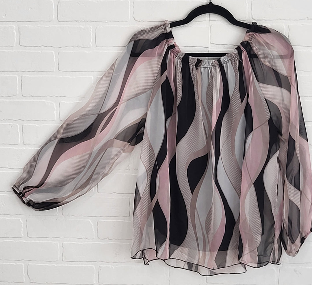 Amara Silk Blend Swirl Blouse