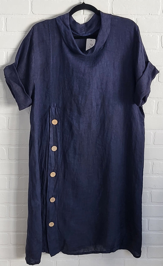 Audrey Button Linen Dress