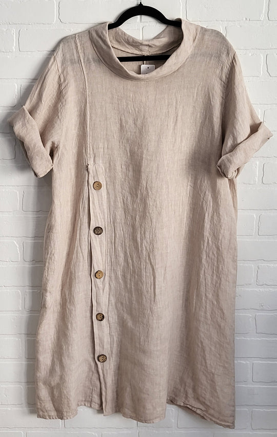 Audrey Button Linen Dress