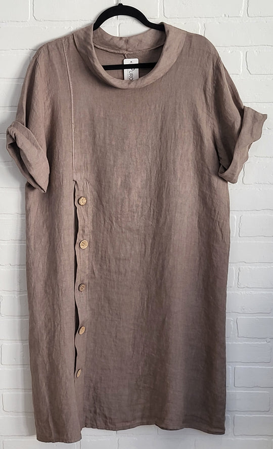 Audrey Button Linen Dress