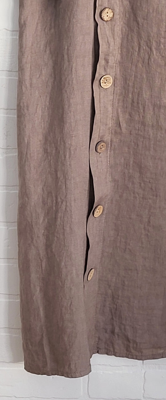 Audrey Button Linen Dress